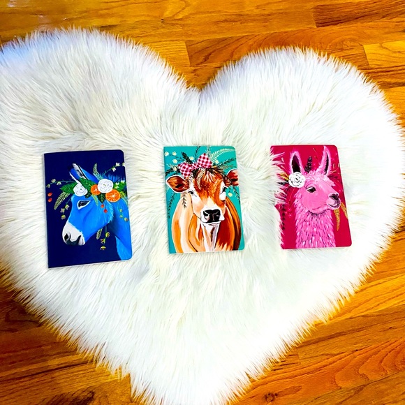 Notebook Striped “flower crown farm animals” 3 pack - Picture 1 of 8